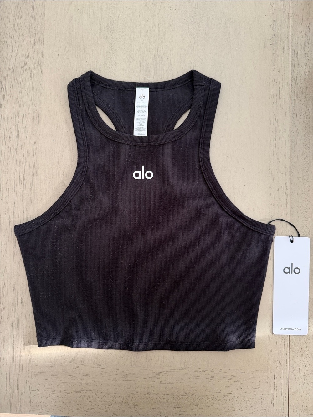 ALO Yoga Black Ribbed Racerback Crop Tank